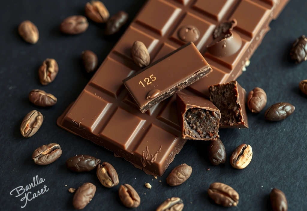 Una barra de chocolate negro de alta calidad con trozos de cacao